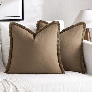 Pillow‎ Covers Boho Farmhouse 24x24 Set of 2 Decorative Brown Couch
